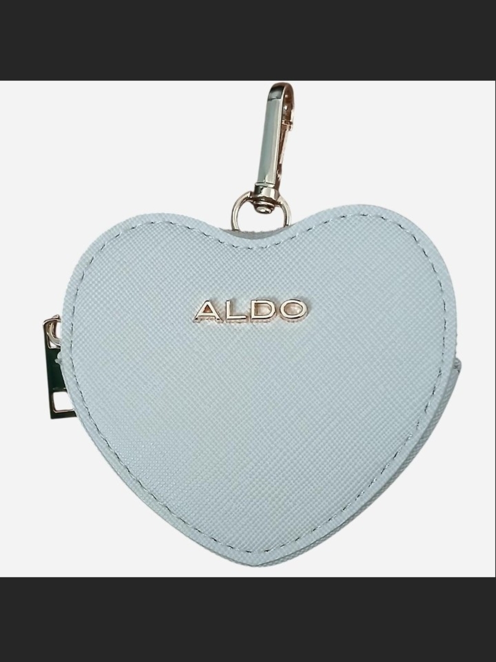 Aldo White Heart Keychain Coin Pouch with Clip
